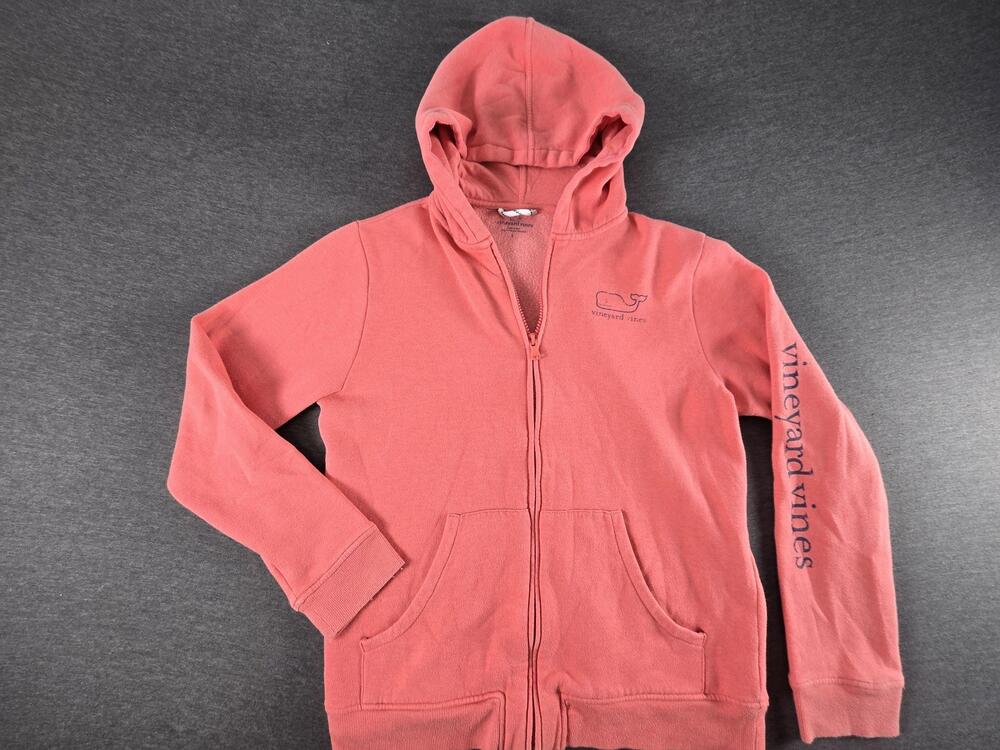 Vineyard Vines Hoodie Sweatshirt Kids Large Pink Full Zip Fleece Whale Logo